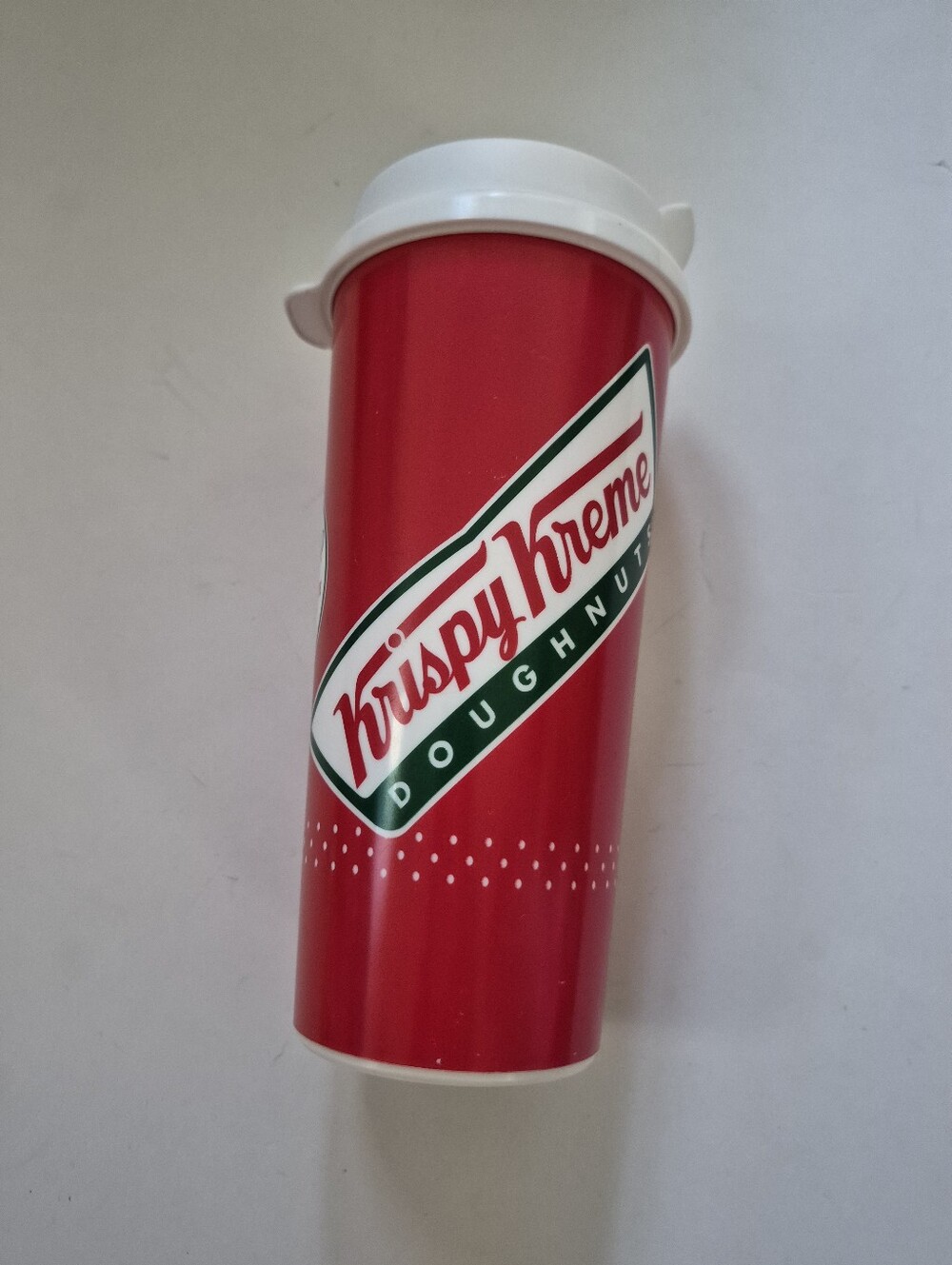 Krispy Kreme Red Travel Tumbler with White Lid Coffe Mug